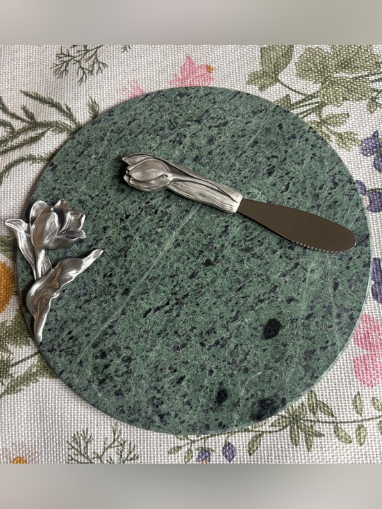 Seagull Pewter Other - Seagull Pewter Calla Lily Marble Trivet & Butter Spreader Gift Set NIB